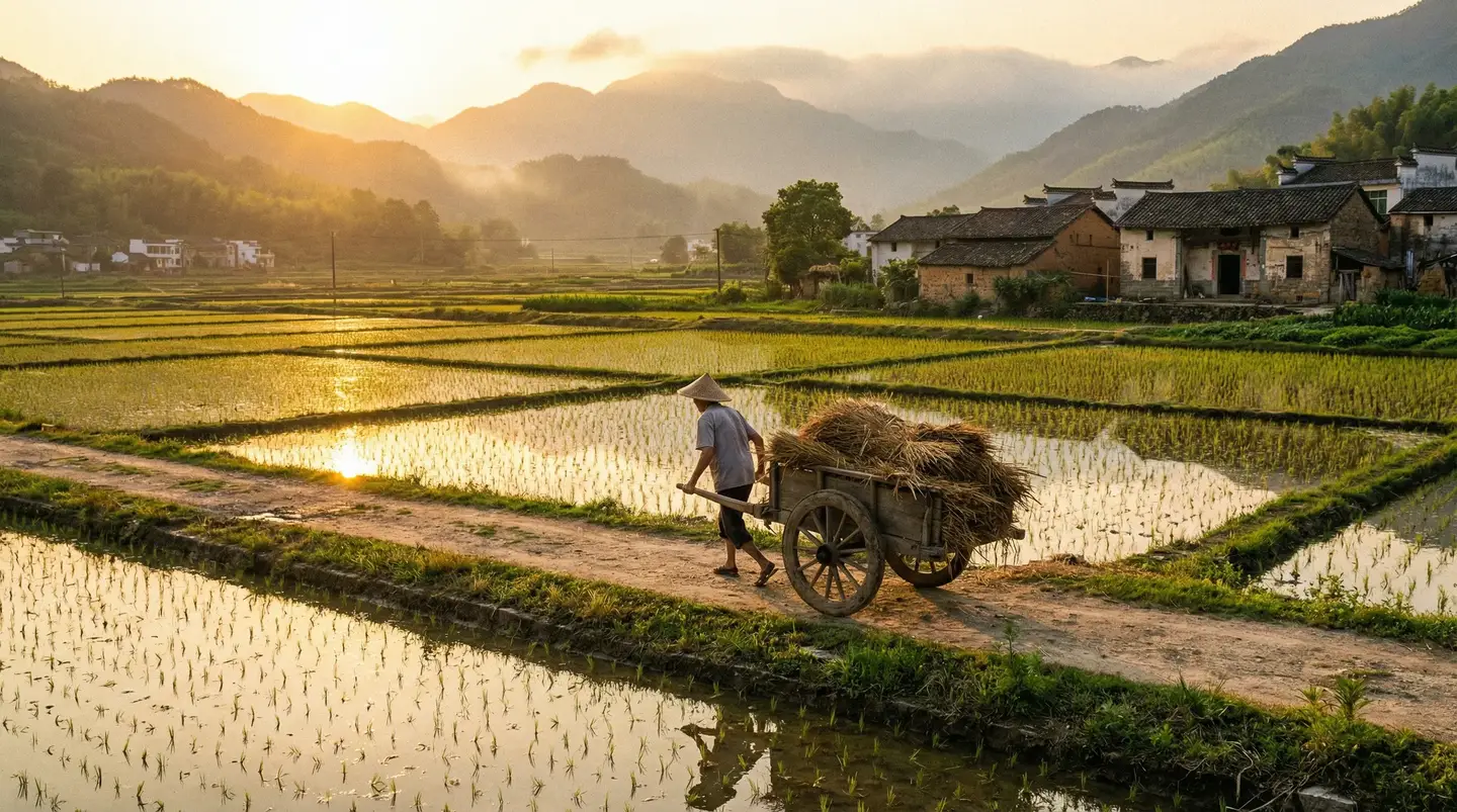 狼群影院手机在线观看免费高清 - 金色夕阳下的乡村田野，老农推着木车行走在田埂上